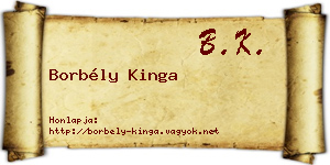 Borbély Kinga névjegykártya